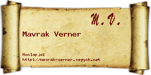 Mavrak Verner névjegykártya
